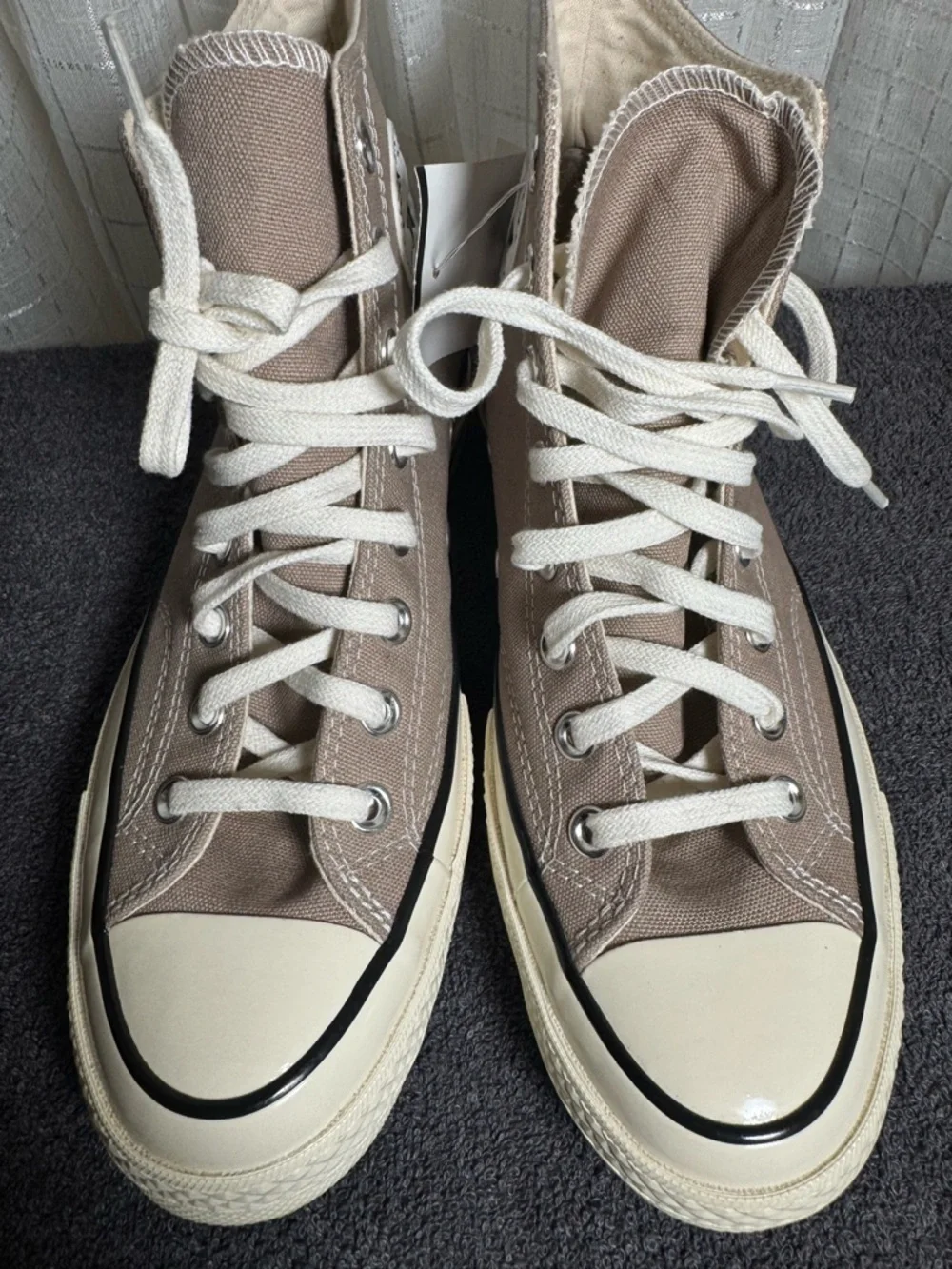 Converse High-Top Sneakers in Taupe and Cream - Picture 4 of 10